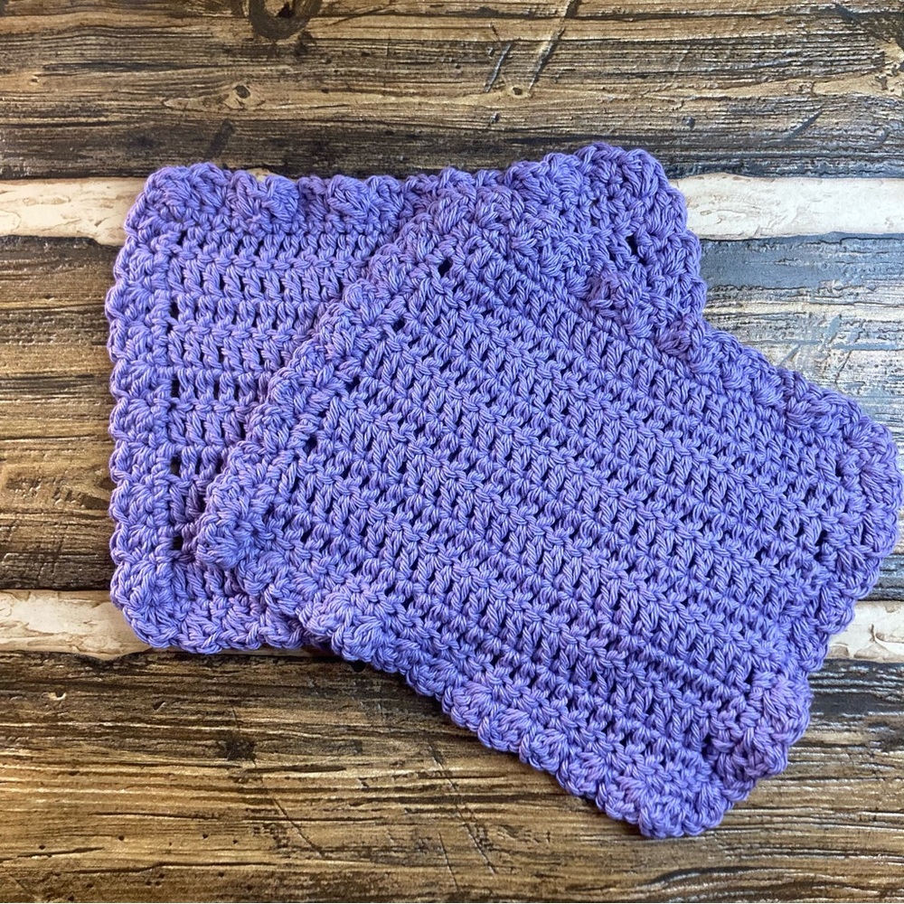 Handmade dishcloths set of 2 purple